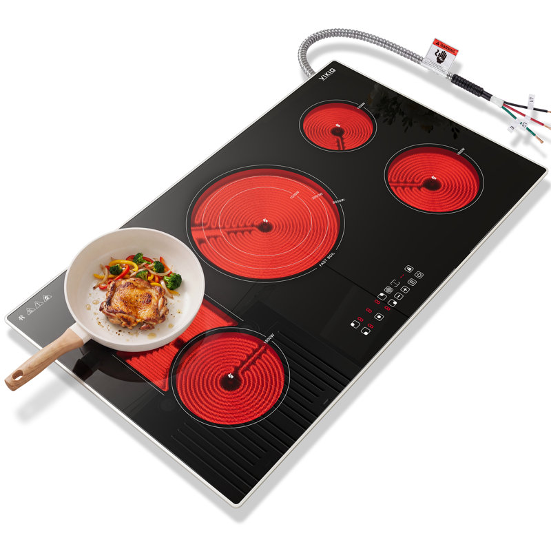 Surface de cuisson en verre micro-cristallin noir de 36 pouces avec 5 brûleurs, avec surface de transition de 4200 W, certifiée ETC et FCC