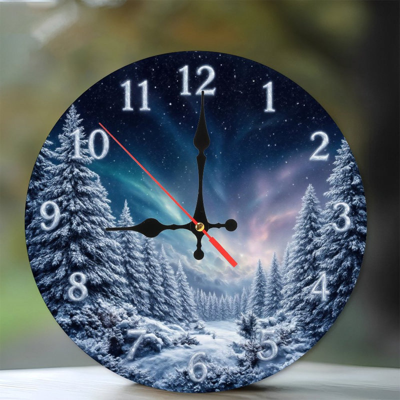 Winter-Clock-Aurora-Forest
