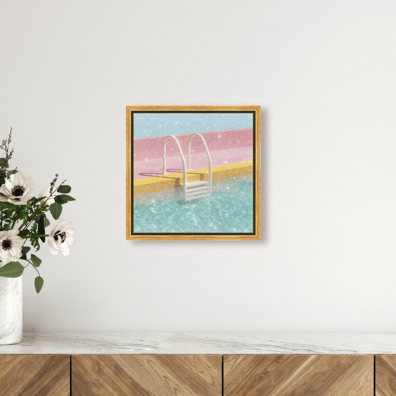 Poolside Symmetry I Print by Oliver Gal, 13"H x 13"W, Gold Floater Frame