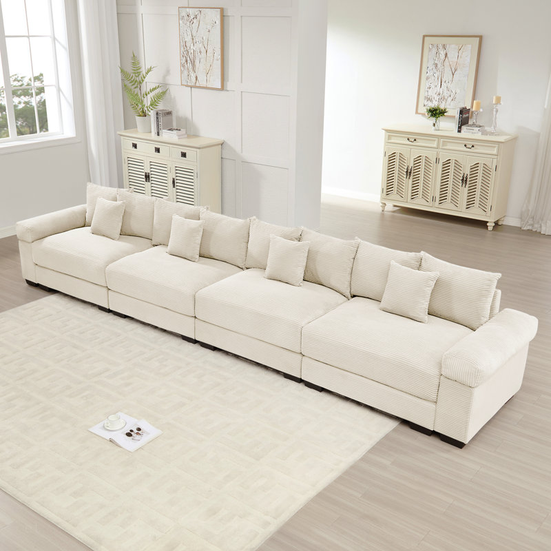Canapé modulaire surdimensionné de 170 po Cloud, Velours côtelé crème