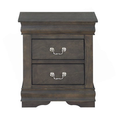 1Pc Traditional Classic 2-Drawers Nightstand Wooden Bedroom Furniture