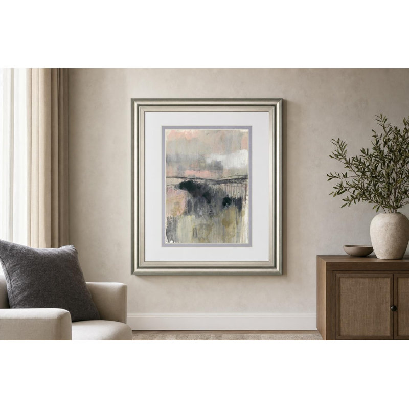Blush Horizon II Wall Art - 34" x 40" - Silver Frame
