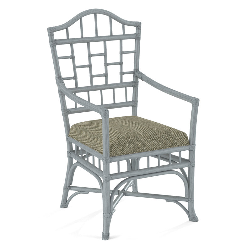 Chippendale 20'' H Upholstered Armchair, White Textured Performance; 0865-91, Nickel