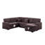 Ensemble de canapé modulaire convertible 4 pièces de style moderne avec port USB et canapé-lit réversible en velours côtelé