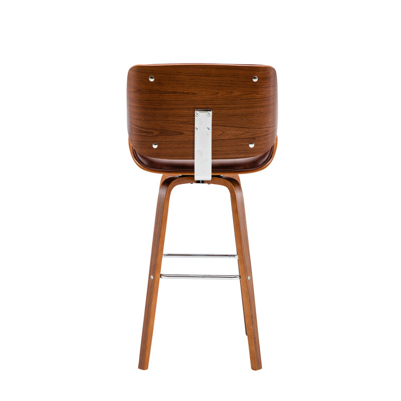 Derrion 76cm Swivel Faux Leather Bar Stool, Brown