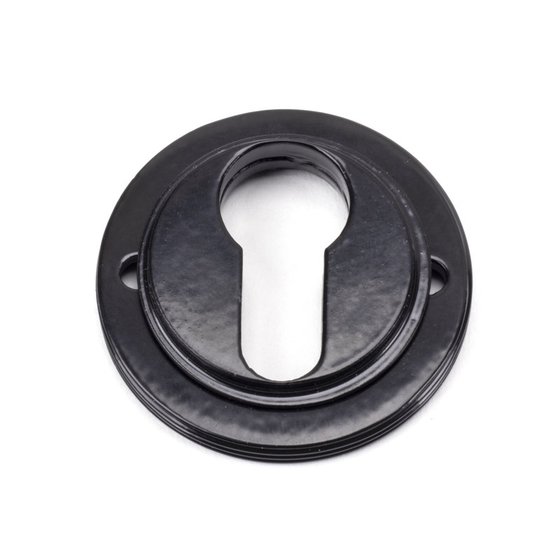 Concealed, Plain Escutcheon 3 Piece Door Accessory Set, Black