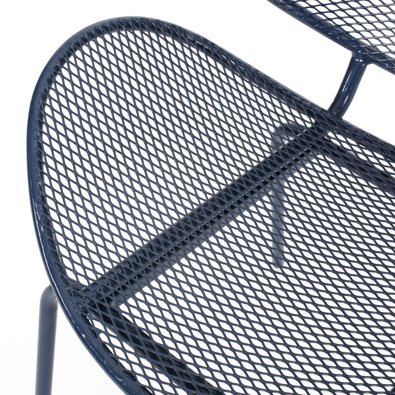 Chaise bleu marine en fer forgé, hauteur 86 cm, largeur 63 cm, profondeur 64,5 cm. Chaise bleu marine en fer forgé élégante, hauteur 86 cm, profondeur 63 cm, poids 10,2 kg.