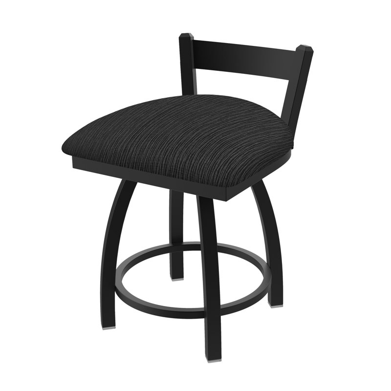 Tabouret de coiffeuse en métal Catalina, Noir froissé, Tissu graphique charbon