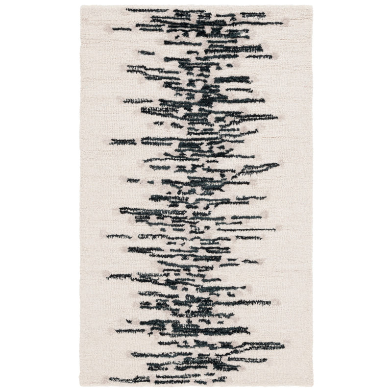 Metro Hand Tufted Wool/Cotton Abstract Rug in Ivory/Black, Rectangle 3' x 5'