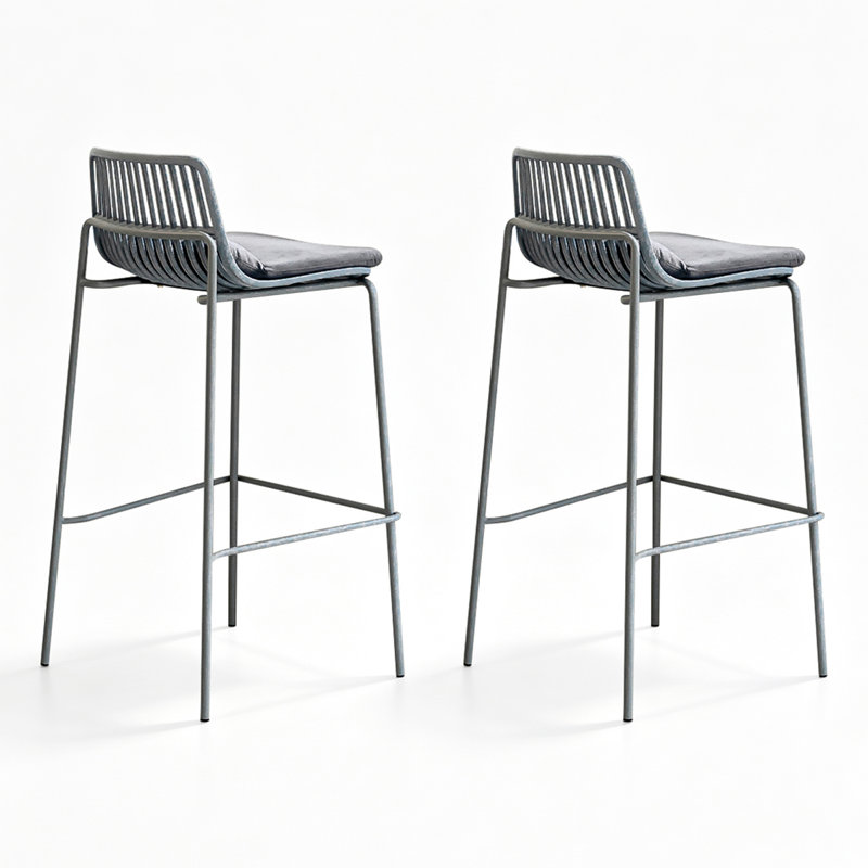 Chaise d'appoint à dossier bas gris (ensemble de 2), 2