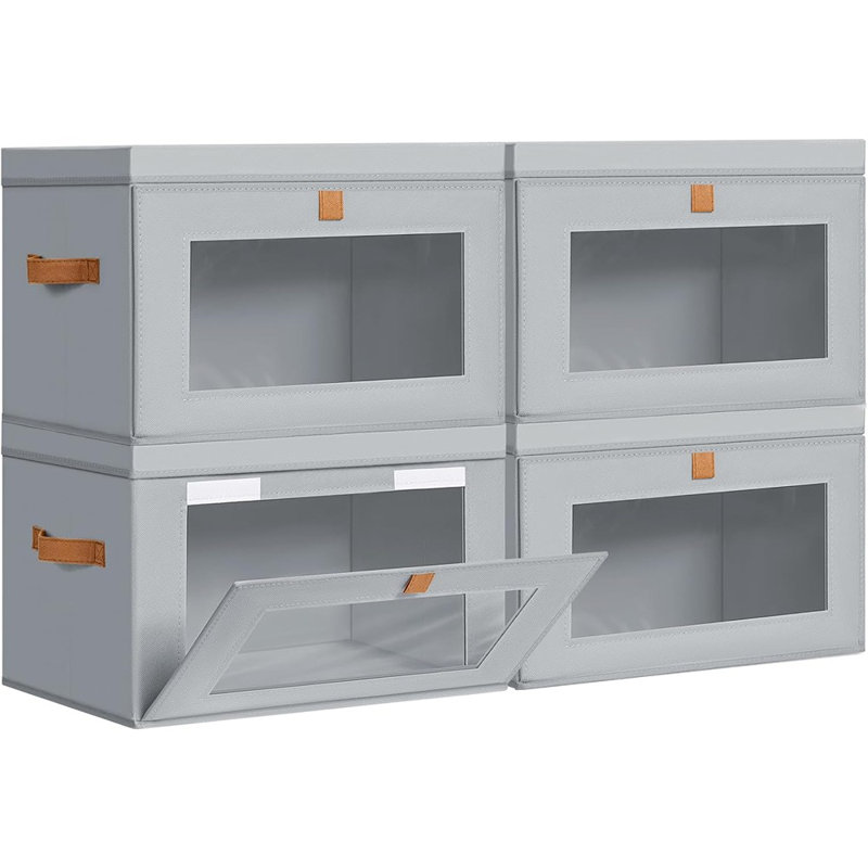 Large Fabric Storage Bins With Lids, Handles, And Clear Window, Collapsible Closet And Shelf Organizer For Clothes, Blankets, And Books