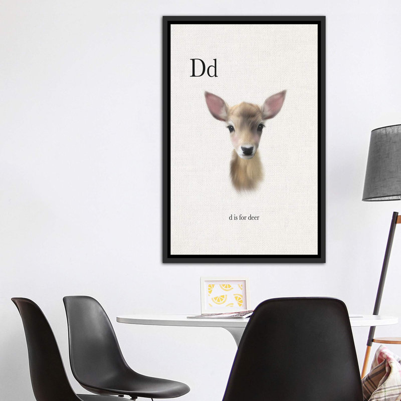 Décoration murale pour enfants «D Is For Deer», H 60 po x l 40po x P 1,5 po, Toile avec cadre noir