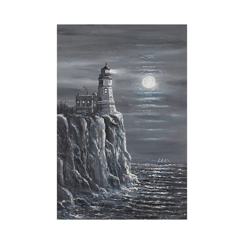 Split Rock Lighthouse by Jim Williams - Wrapped Canvas Painting, 30.48cm H x 20.32cm W x 1.91cm D