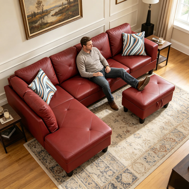 Canapé modulaire avec repose-pieds 3 pièces Red