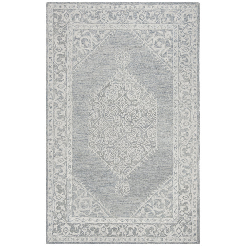 Tapis oriental gris en laine / coton touffeté à la main Jones Street, Rectangle 5 pi x 8 pi
