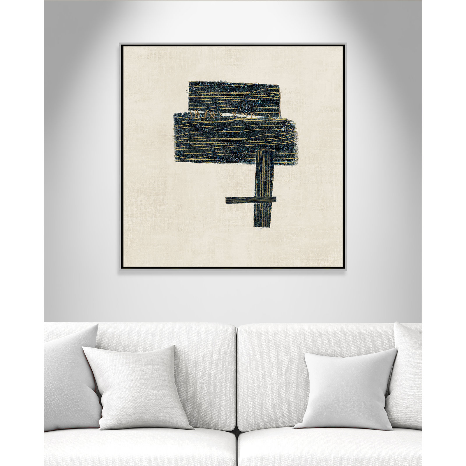 Stiched I Print by , 37.5" H x 37.5" W, Silver