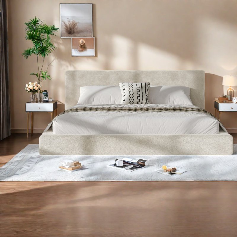 Lits à coussin de nuage avec tablette latérale réglable, acier Sherpa très grand, maison moderne