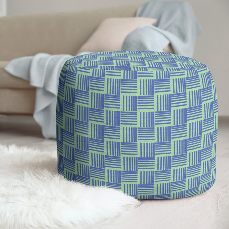 repose-pieds à rayures classic basketweave, Vert / bleu