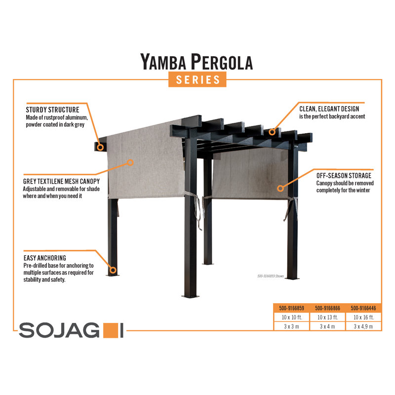 Sojag 10' x 16.5' Yamba Backyard Pergola Rectangular Shaped Outdoor Weather-Resistant Aluminum Frame Gazebo