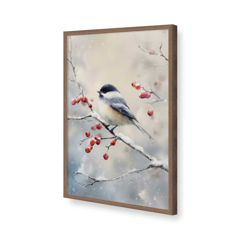 «One Winter Songbird», reproduction d'art, 8 po x 10 po, Noyer