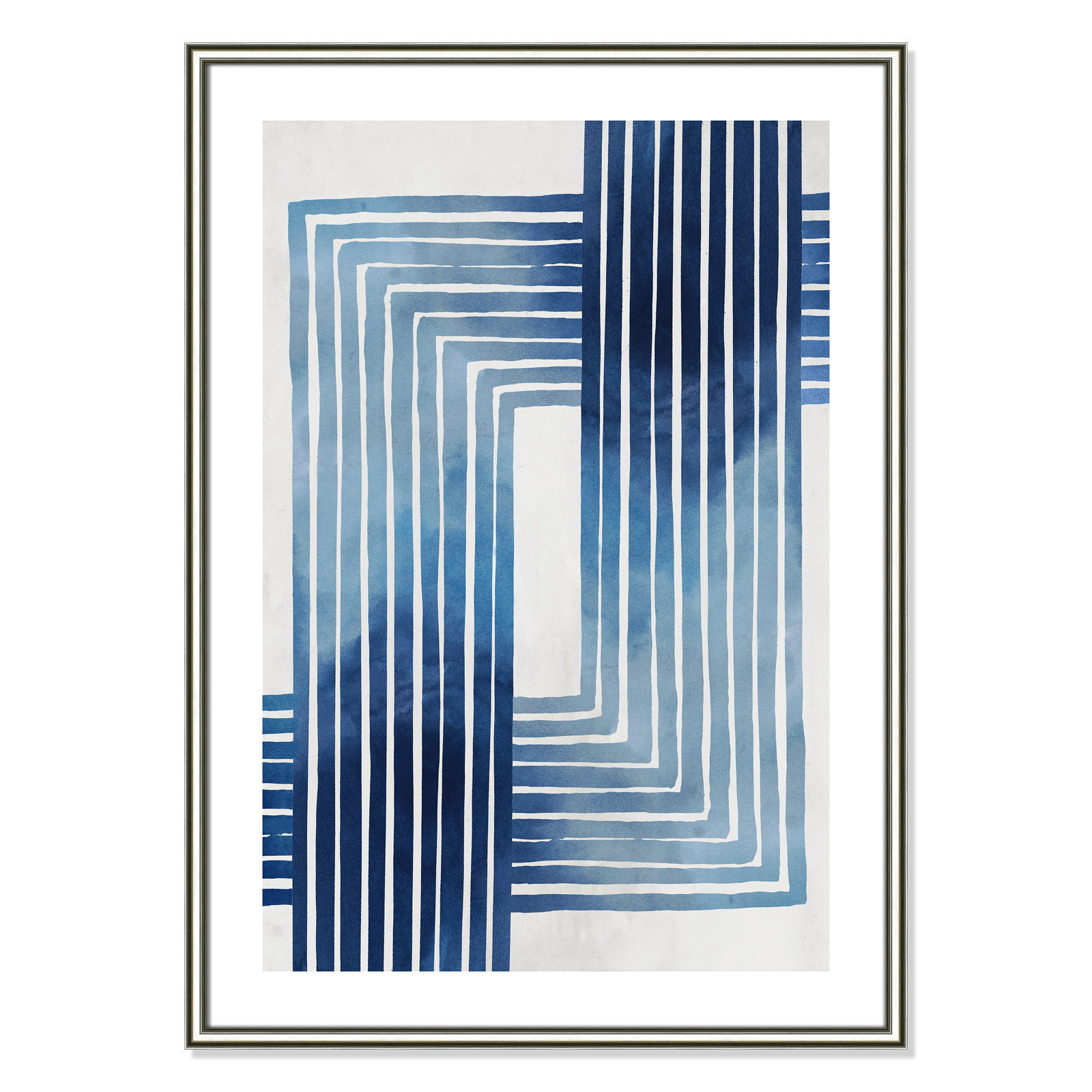 Lanny "In Unison" Painting by Eva Watts, Silver Framed Paper, 35.5" H x 25.5" W x 0.88" D