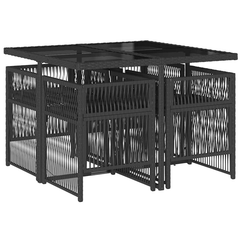 Patio Dining Set with, Black, Black