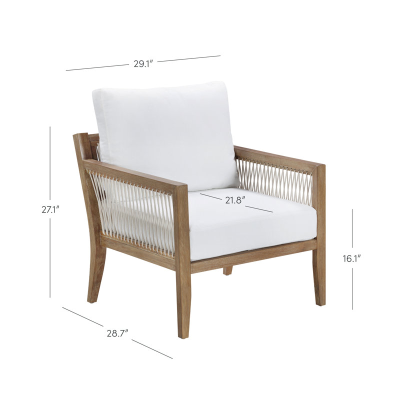 Méridienne d'extérieur Chariyah Acacia (ensemble 2 pièces), Structure brune / Coussin blanc