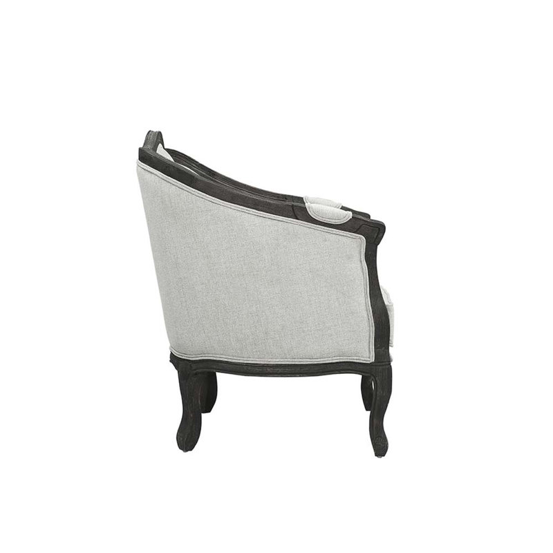 E21820DB00584AB9A59374EA1BC8AFC7 Loveseat W/2 Pillows, Grey Linen & Dark Brown Finish - Agatho ( 1Pc/1Ctn )