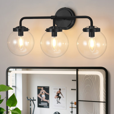 Airabelle Bathroom Vanity Lighting With Clear Shades Dimmable Bathroom Light Fixtures