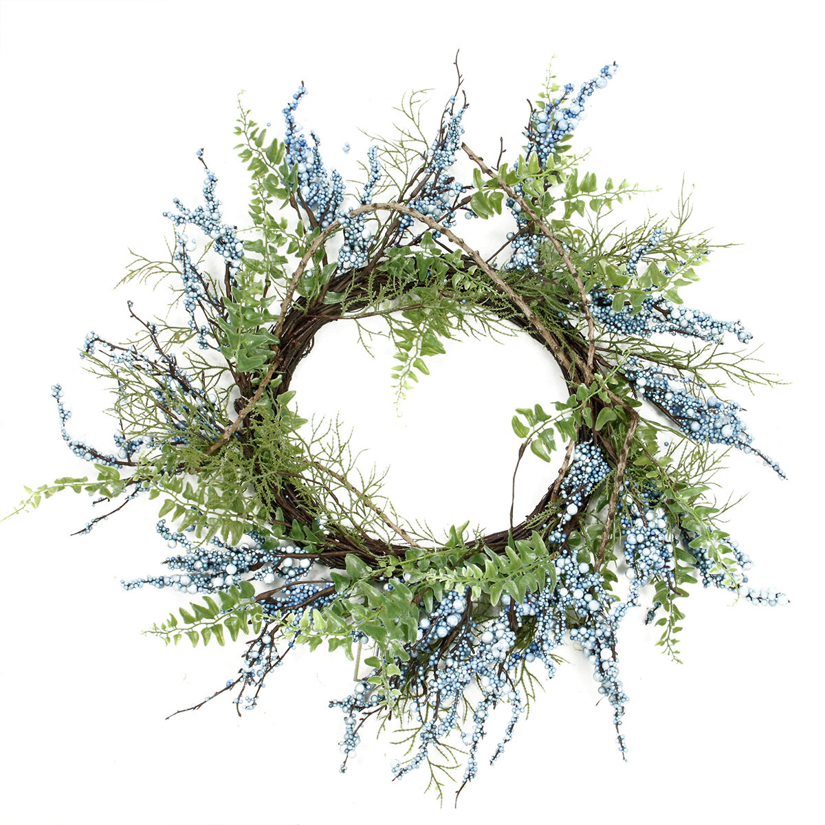 Northlight Berry Twig Artificial Wreath Green and Blue 12-Inch ...