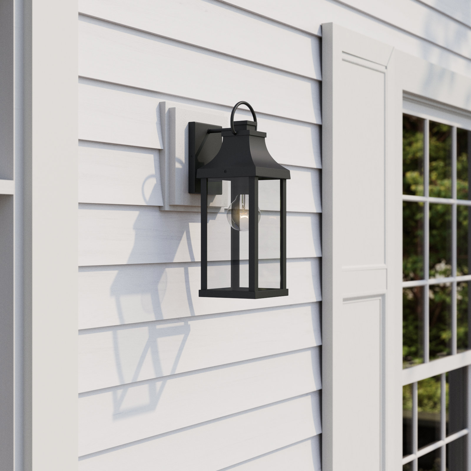 Single Light Outdoor Wall Light, Black