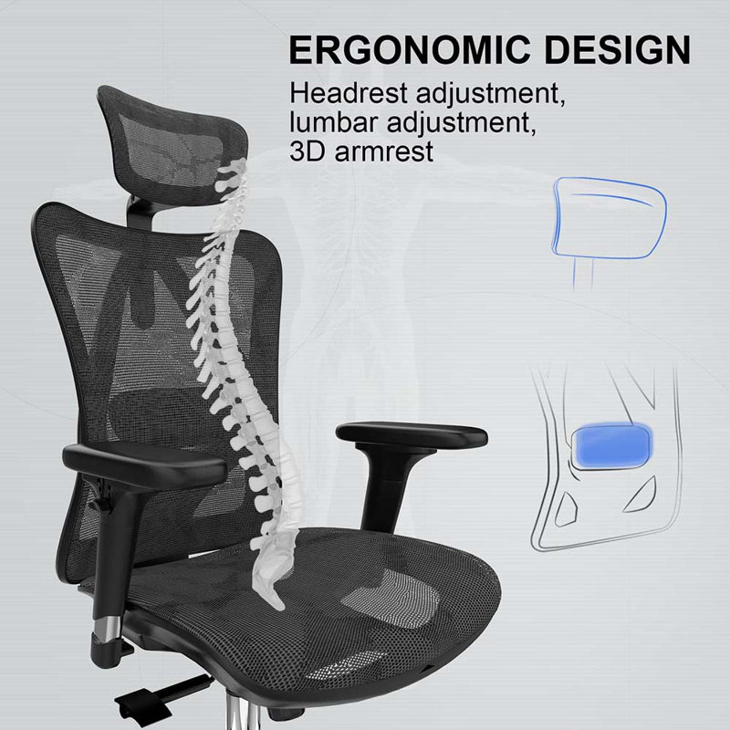 Ergonomic Game Chairs With 3 Way Armrests Lumbar Support And Adjustable Headrest High Back With Tilt Function (Black)