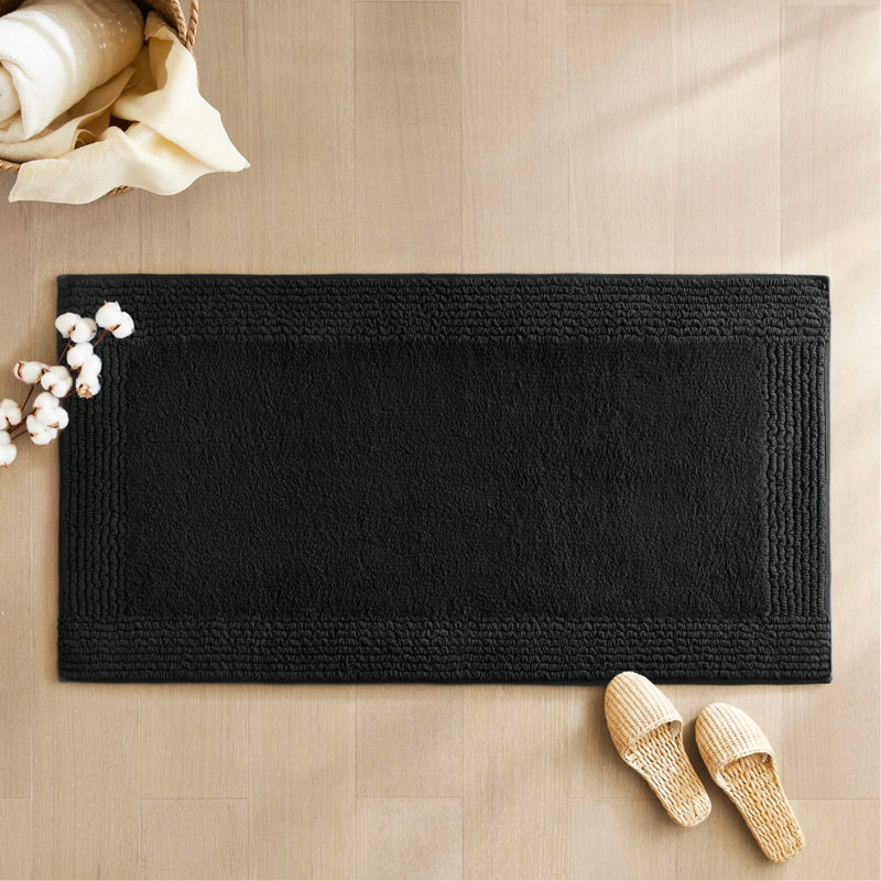1 tapis de salle de bain réversible 100% coton touffeté 3000 g / m² noir, Tapis de couloir 2 pi x 6 pi