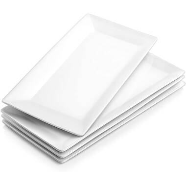 Plastic Plate - White Rectangle Dessert Plate