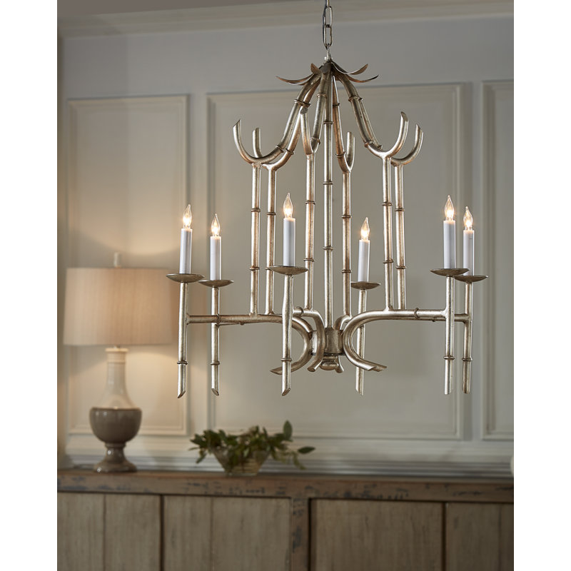 Lustree 6 lumières façon bougie/classique, Argent antique / patine antique