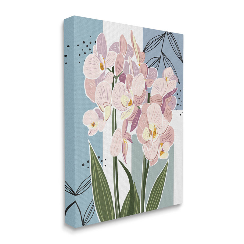 Orchidée moderne carrée, estampe numérique par Ziwei Li, H 20 po x l 16 po x P 1,5 po, Toile tendue