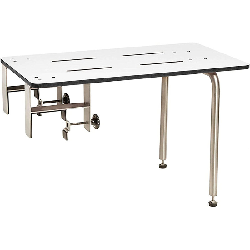 Edge-Mounted Portable Tub Seat with Adjustable Legs and Clamp