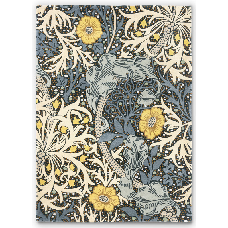 Morris Hand Tufted Wool Floral Area Rug in Blue, Rectangle 8'2" x 11'6"