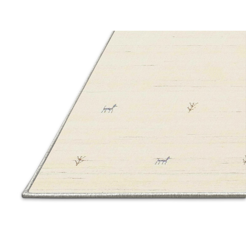Tapis de zone crème contemporaine Sibeudu, Rectangle 5 pi x 7 pi