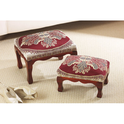 2x Stackable Wide Floral Ottomans