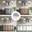 80 po L x P 22 po Meuble-lavabo double rustique avec plateau en quartz blanc - structure en bois massif, fermeture en douceur intégrée, surface rayée et teintée, deux armoires et cinq tiroirs pour un rangement abondant-1375152337
