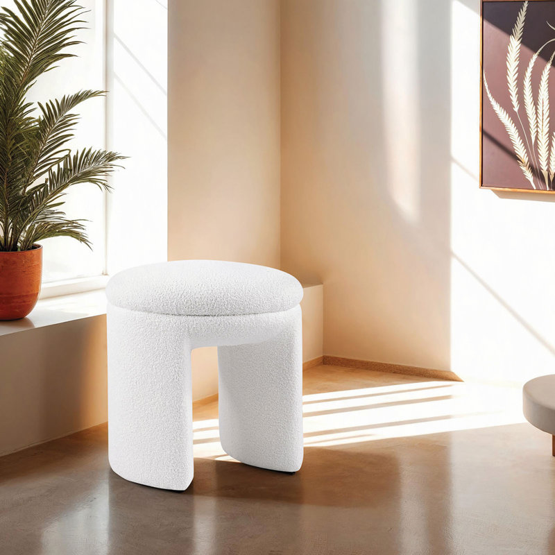 Tabouret d'appoint style contemporain 1 pièce, White Teddy
