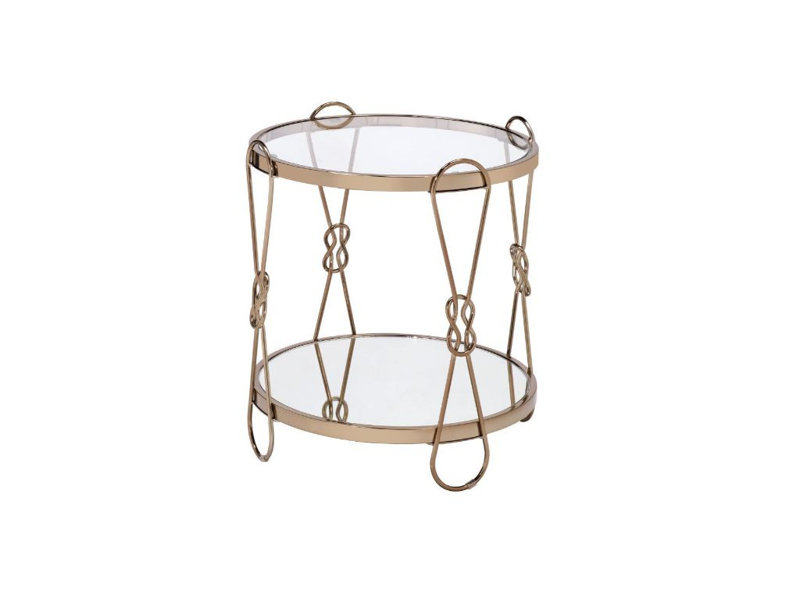 Mirrored Glass Top End Table