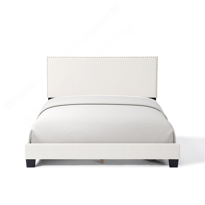 Lit plateforme tapissier Luma, Lit double, Beige