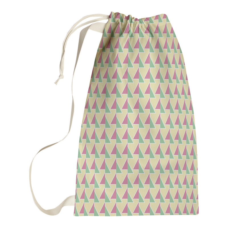 Jordao Fabric Laundry Bag with Handles, 29" H x 18" W x 1.5" D, Pink Yellow/Green