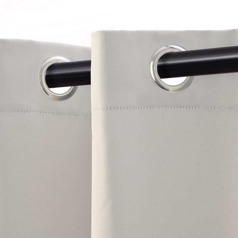 Millendon Energy Saving Modern Polyester Grommet Room Darkening Curtain Pair, 52" W x 84" L, Snow White