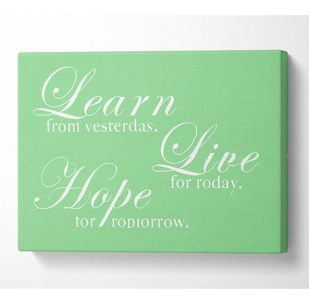 Home Quote Learn Live Hope Green - Kunstdrucke auf Leinwand