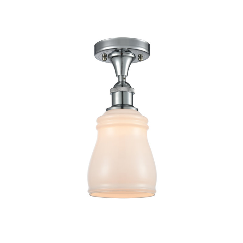 Mccarver Glass Semi Flush Mount, White, No Bulb Included, Polished Chrome