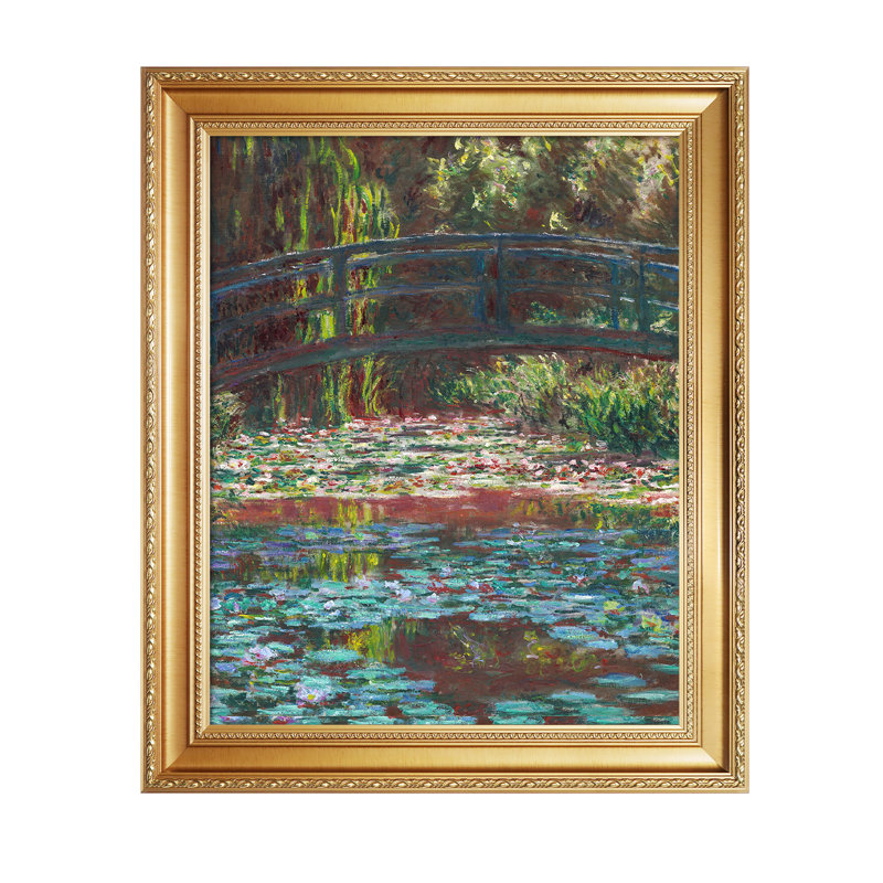 Reproduction d'art de Claude Monet, "Water Lily Pond 1900". Estampe numérique sur toile, Encadrement doré