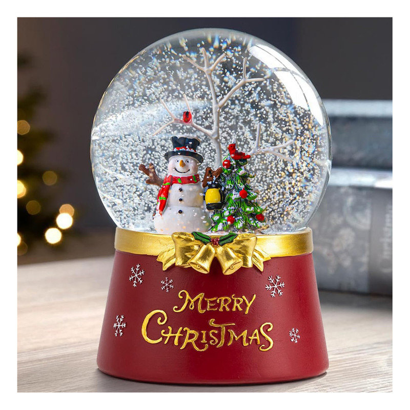Hengsof Christmas Snow Globe Lantern Water Glittering Christmas Tree Crown With Music, USB Lined/Battery Operated Lighted Lantern For Christmas Festival Decoration Gifts At